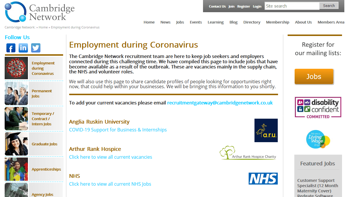 Employment During Coronavirus – Cambridge Network